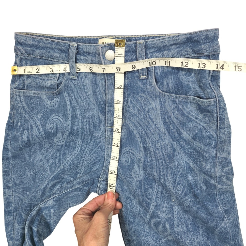 L'AGENCE Marty High Rise Flare Jeans Blue Mediterranean Damask Print Size 25‎ - Picture 4 of 10